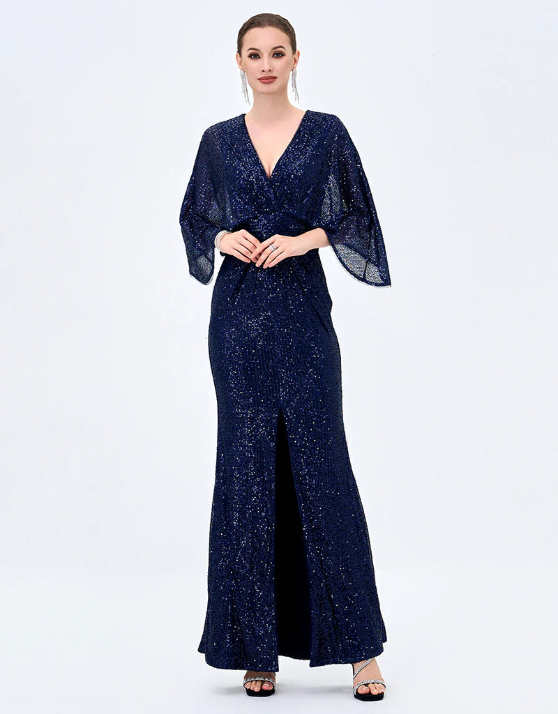 sachin and babi light blue dress Wedding Guest Formal Evening Gown Elegant Cape Dress Stunning Wedding Guest  Dress With Chiffon Cape Cape Dress For Women Formal main image 0
