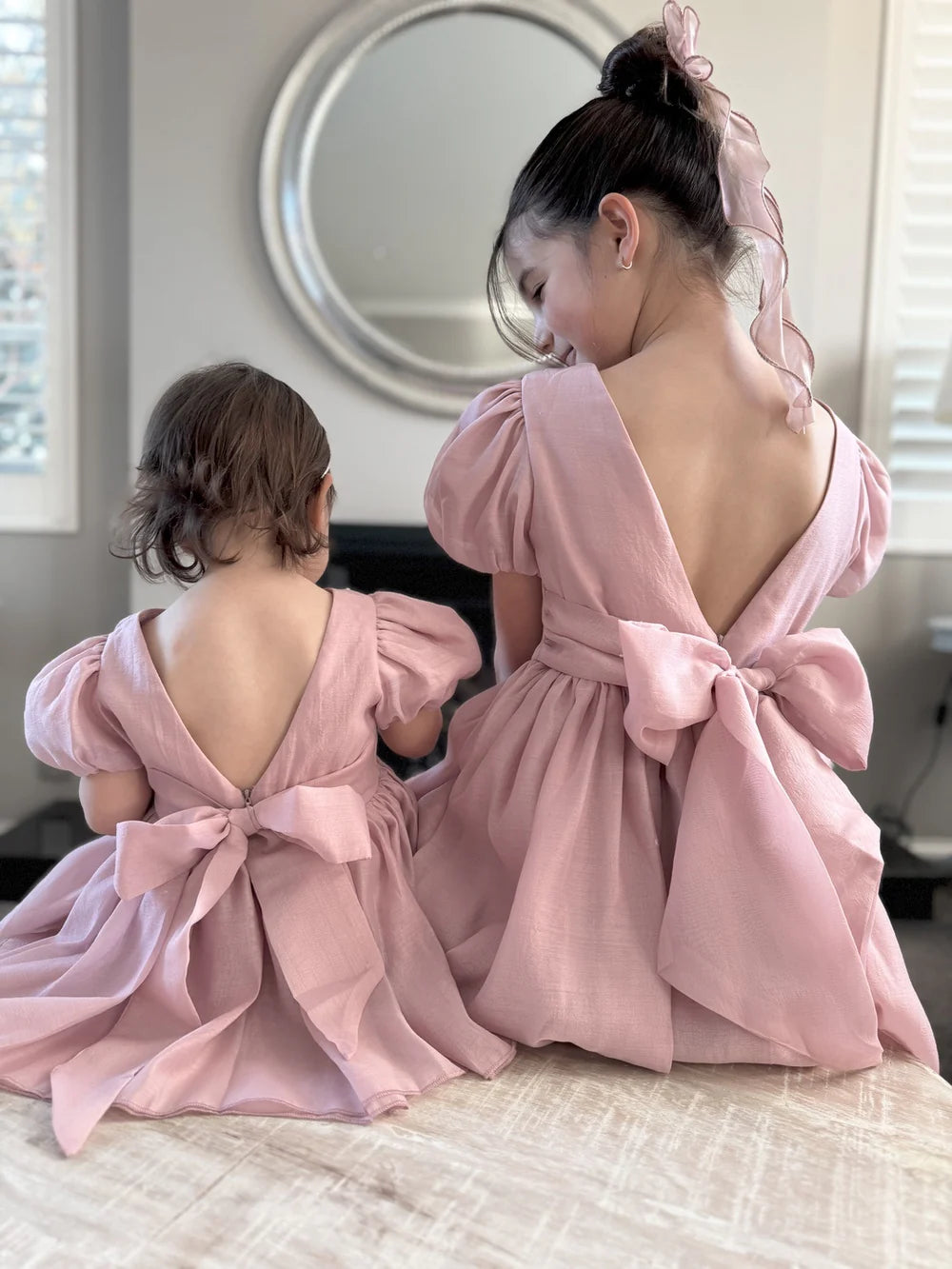 Delia Girls Dusty Pink Dress | A Little Lacey | Honey Fawn Boutique