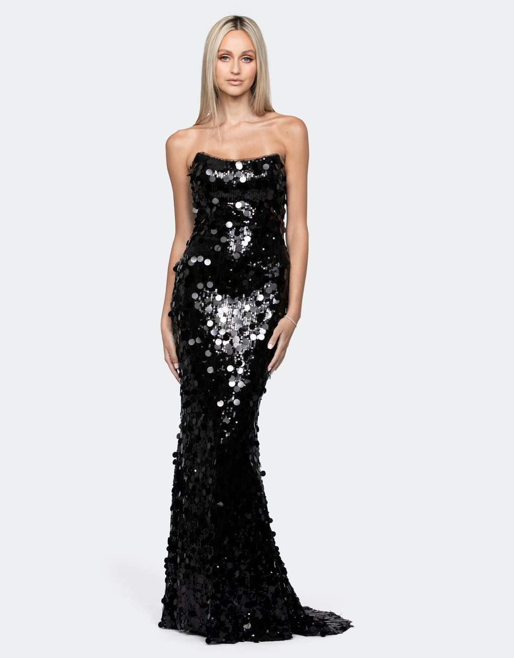 bariano black sequin dress Alora Sequin Maxi Gown - Black
