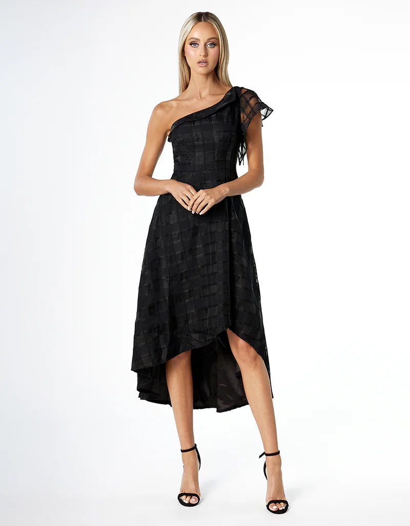 Zilpah One Shoulder A-line Midi | Bariano | Honey Fawn Boutique Zilpah One Shoulder A-line Midi | Bariano | Honey Fawn Boutique