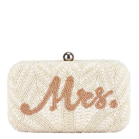 Mrs Box Clutch - Ivory And Rose Gold