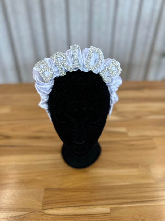 Pearl & Silk Scrunchie BRIDE Headband