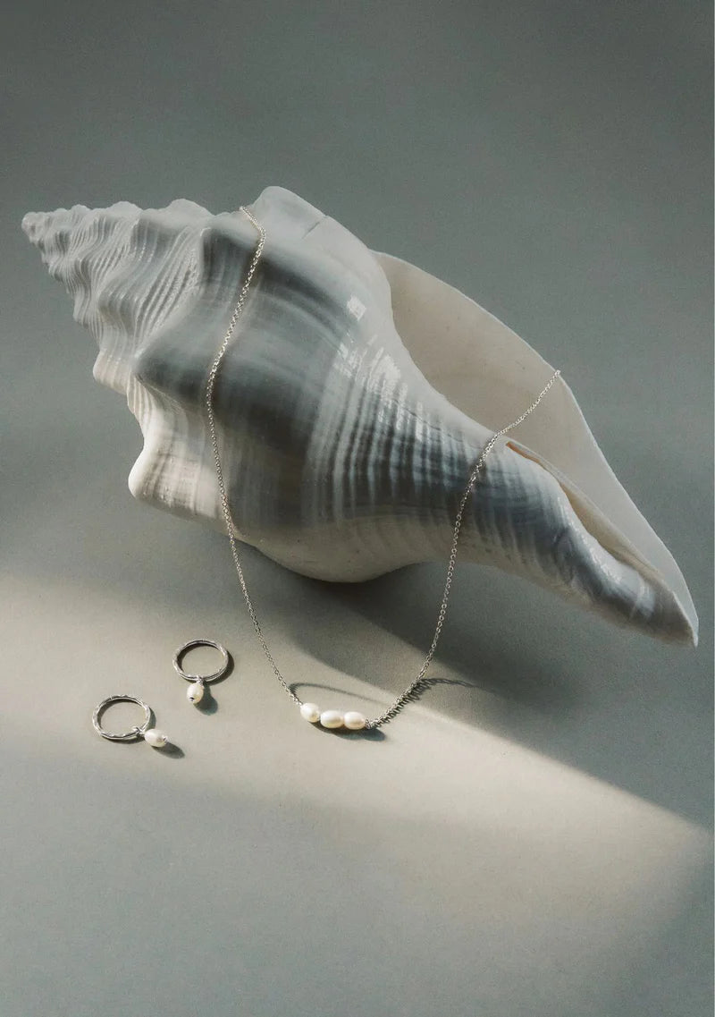 Mini Pearl Necklace - Silver