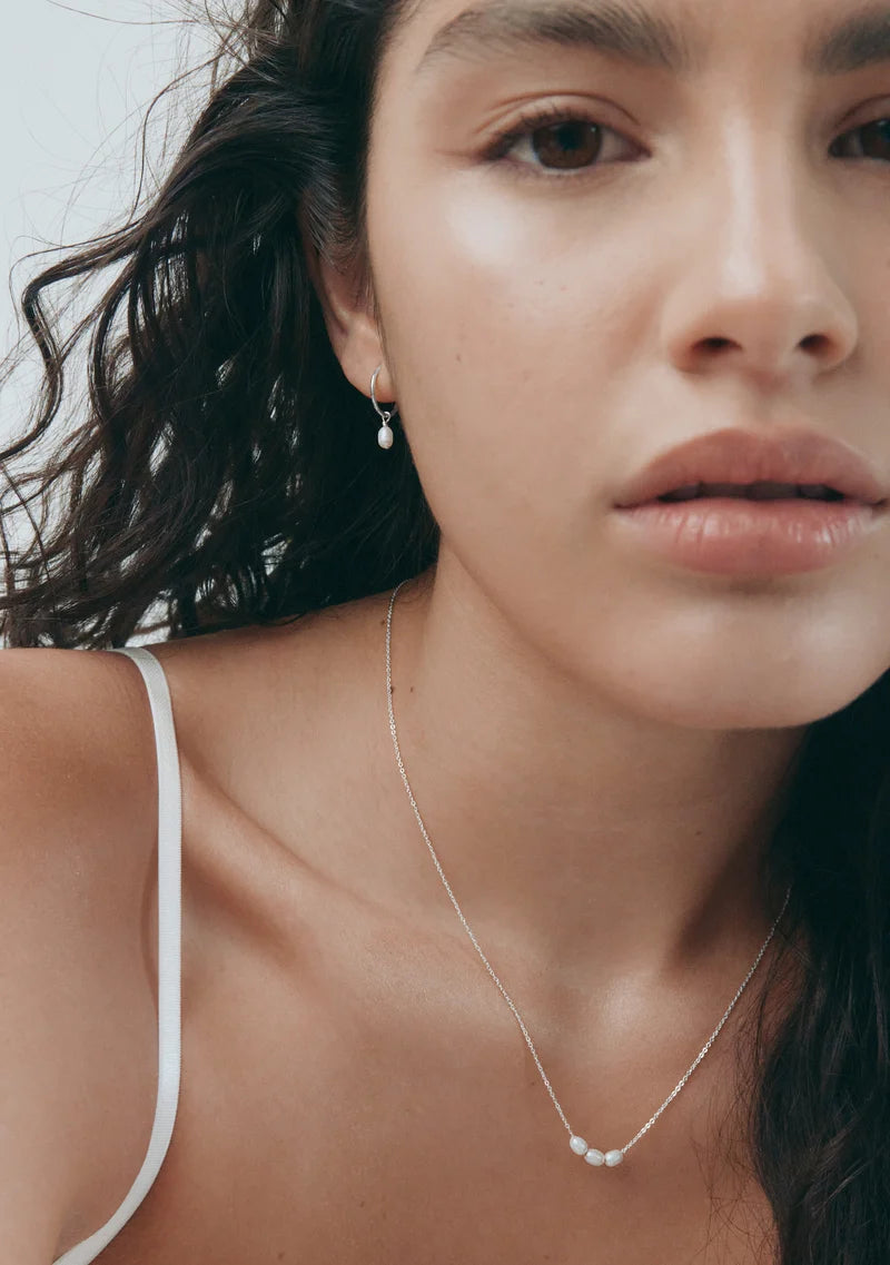 Mini Pearl Necklace - Silver