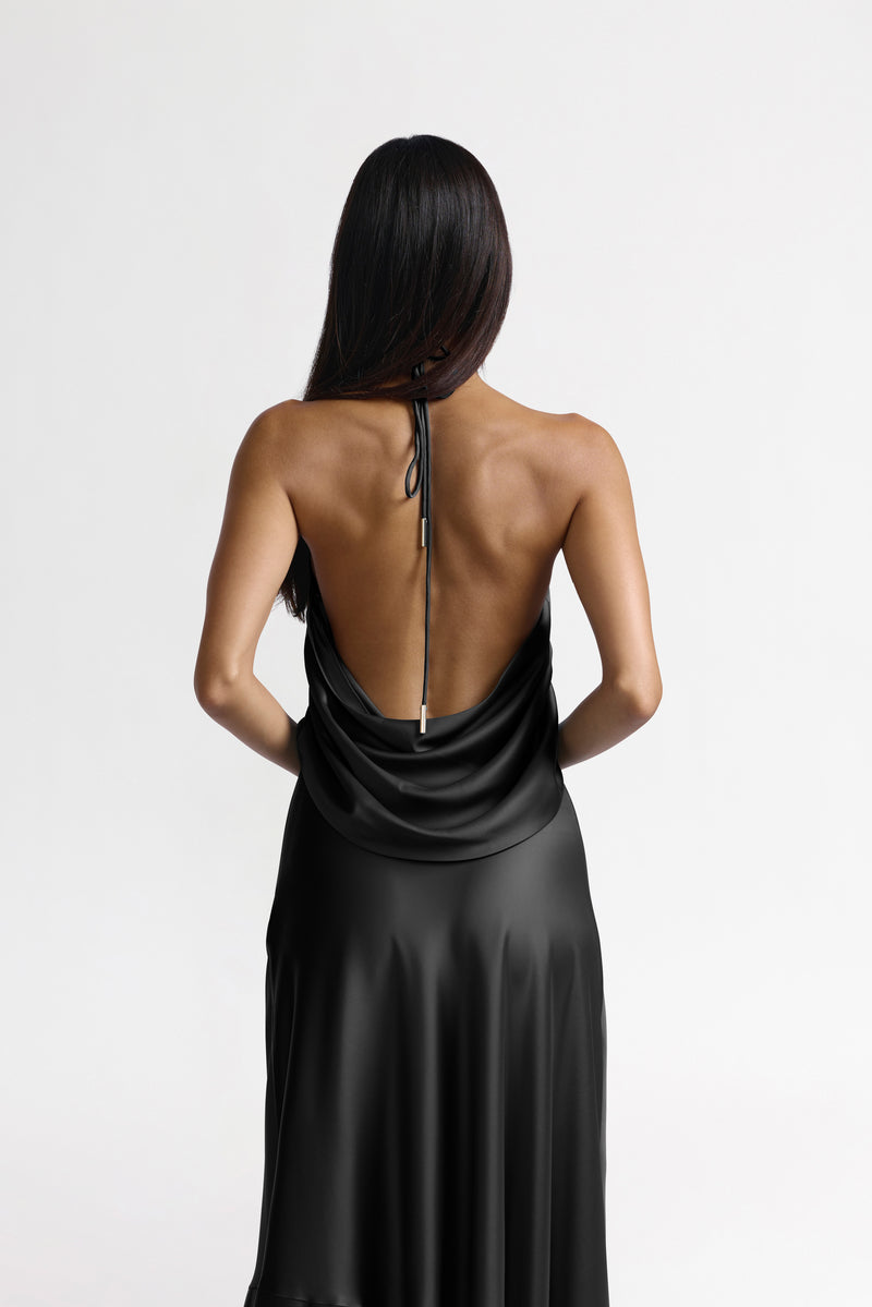 Black Eloisa Dress by Studio Lexi featuring a stylish design, perfect for elegant occasions.