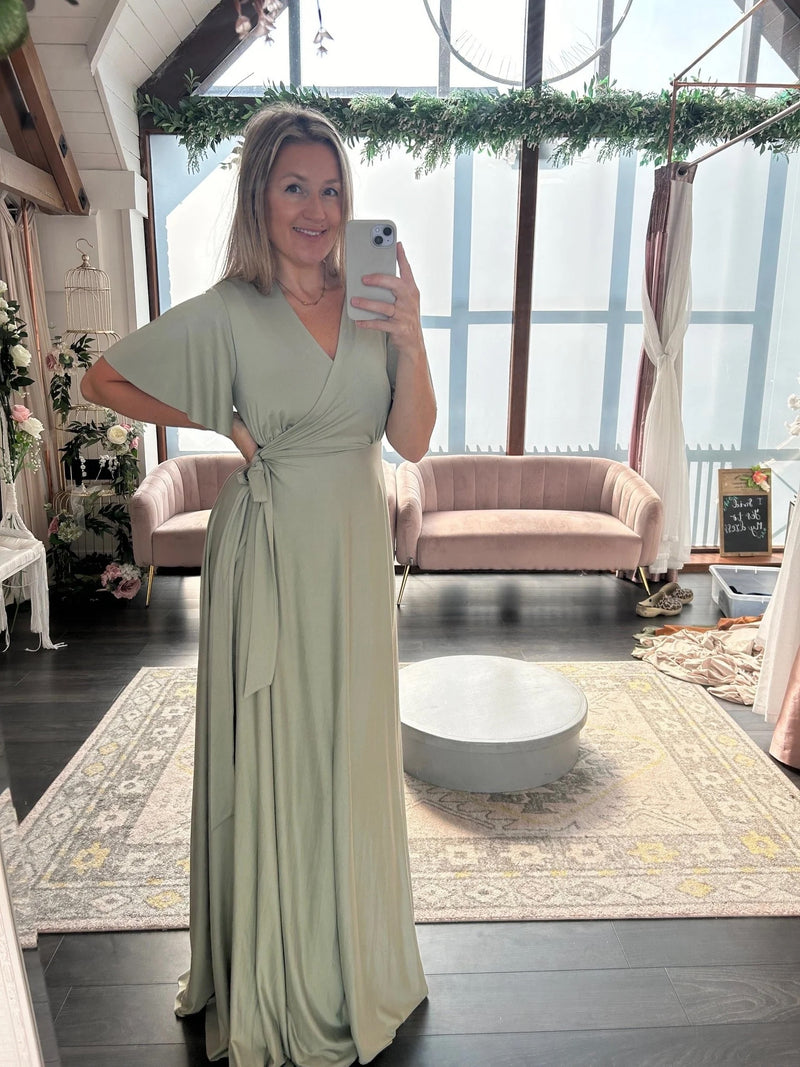 Jersey Wrap with Flutter Sleeve - Dress - Jacqueline Louise