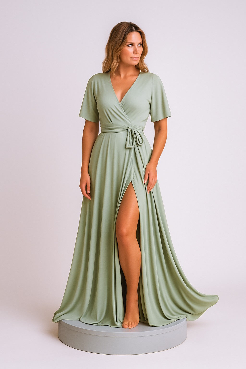 Jersey Wrap with Flutter Sleeve - Dress - Jacqueline Louise