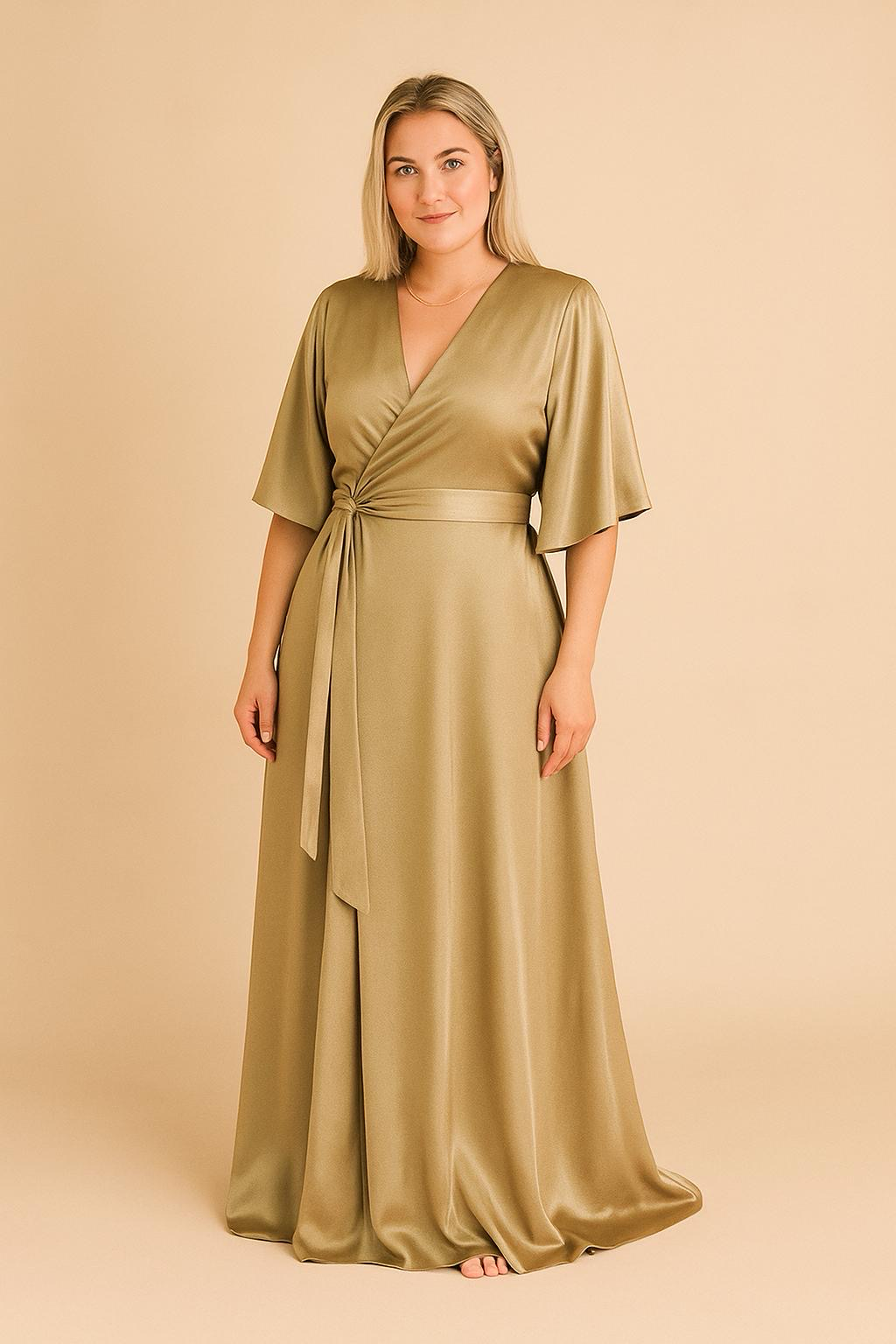 Satin Wrap Gold - Dress - Jacqueline Louise