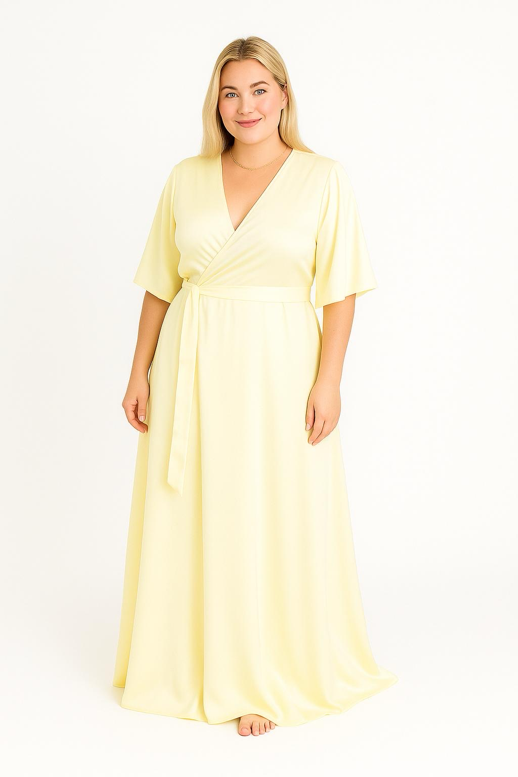 Satin Wrap Butter Lemon - Dress - Jacqueline Louise