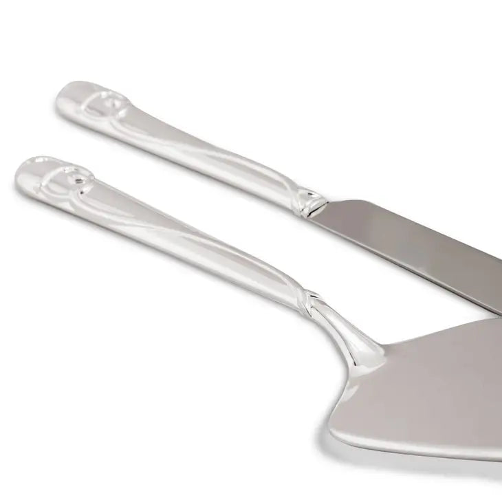Silver Plated Cake Serving Set with Raised Loop Heart - Giftware - Weddingstar