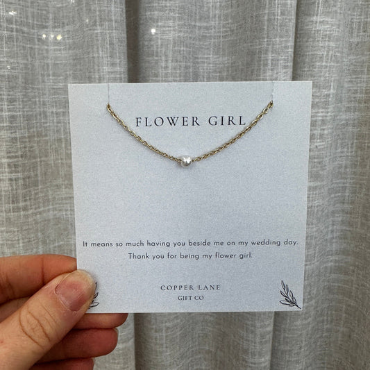 Flower Girl Thank You Necklace Gold