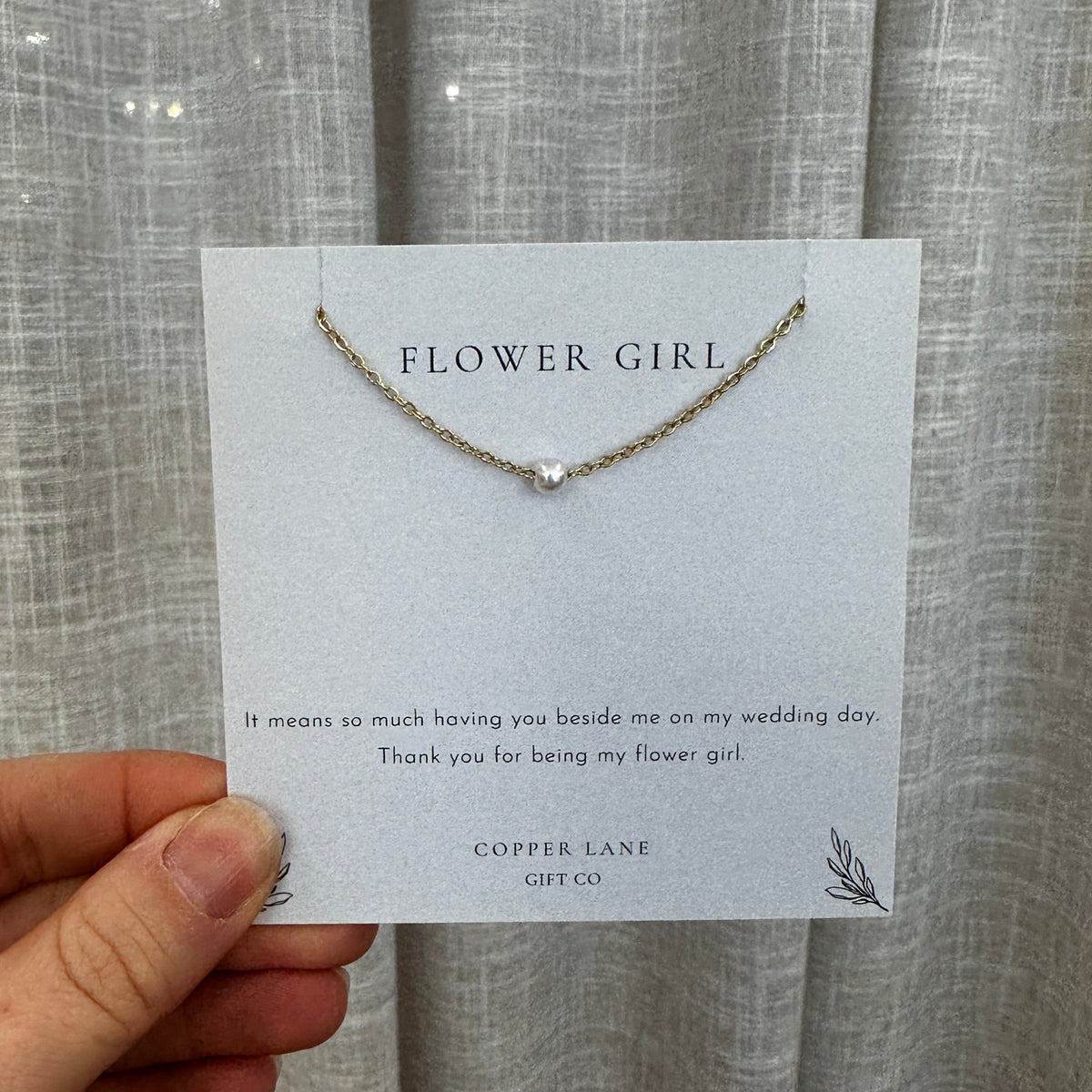 Flower Girl Thank You Necklace Gold - Honey Fawn Boutique