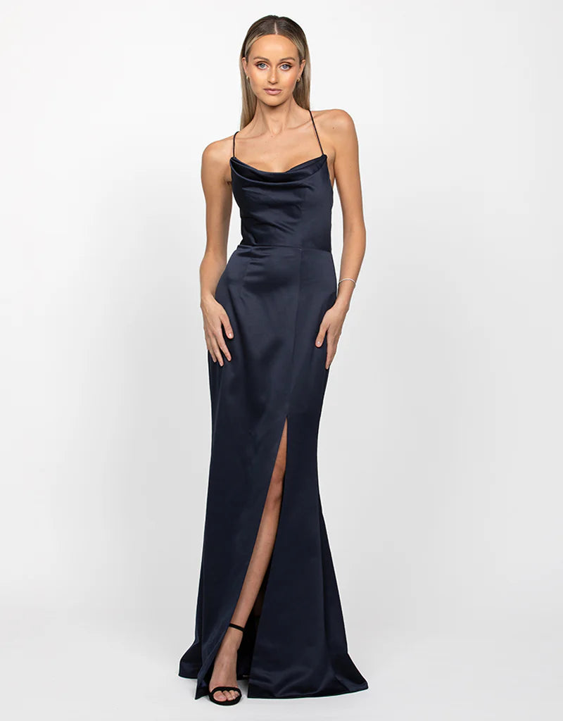 Stephanie Cowl Draped Satin Gown