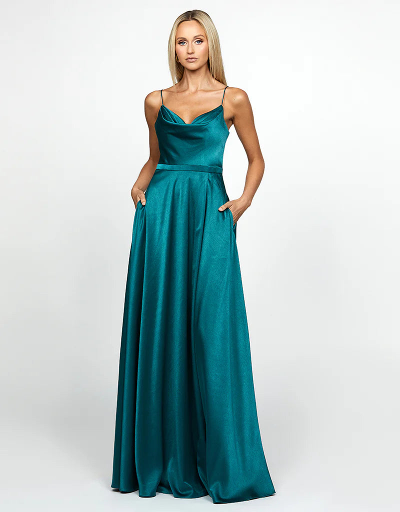 Diamond Cowl Wrap Gown - Honey Fawn Boutique