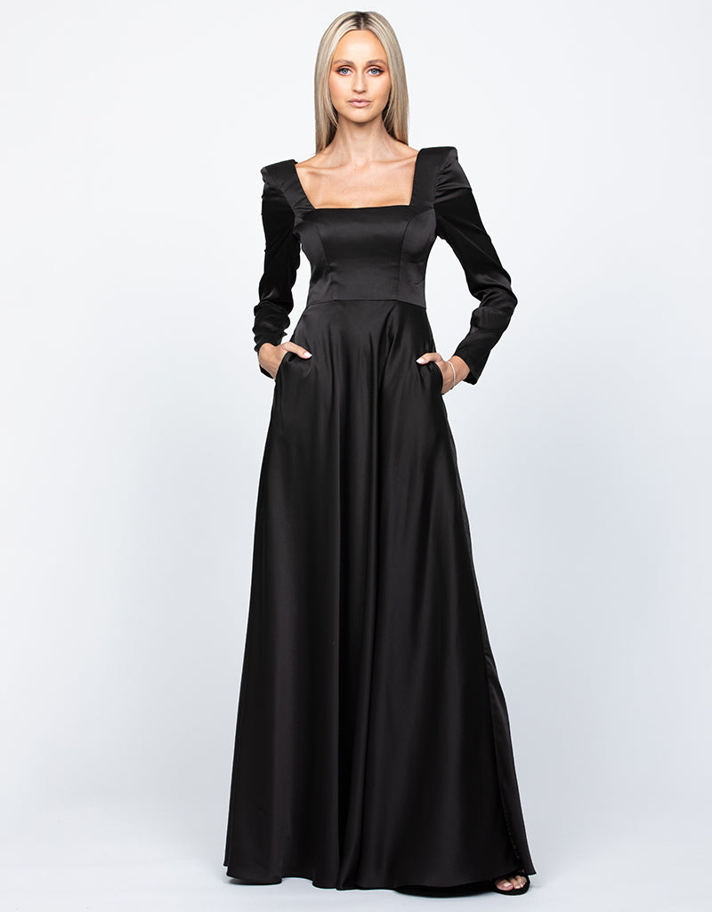 Charmaine Square Neck Long Sleeve Gown
