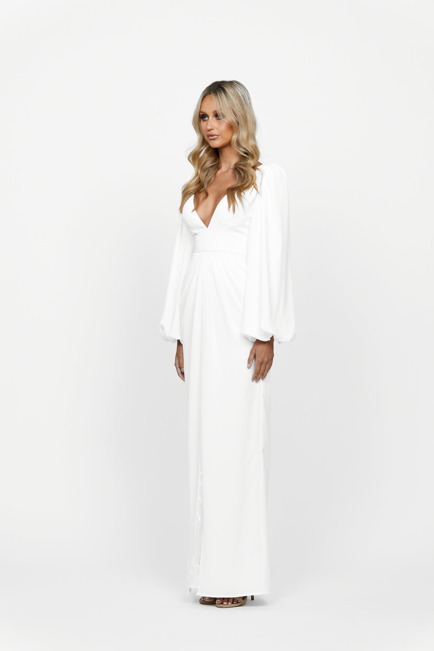 Candance Blouson Sleeve Plunge Gown