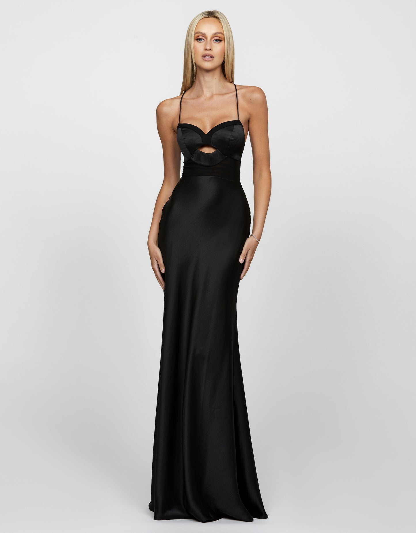 Augusta Sheer Panelled Gown Black