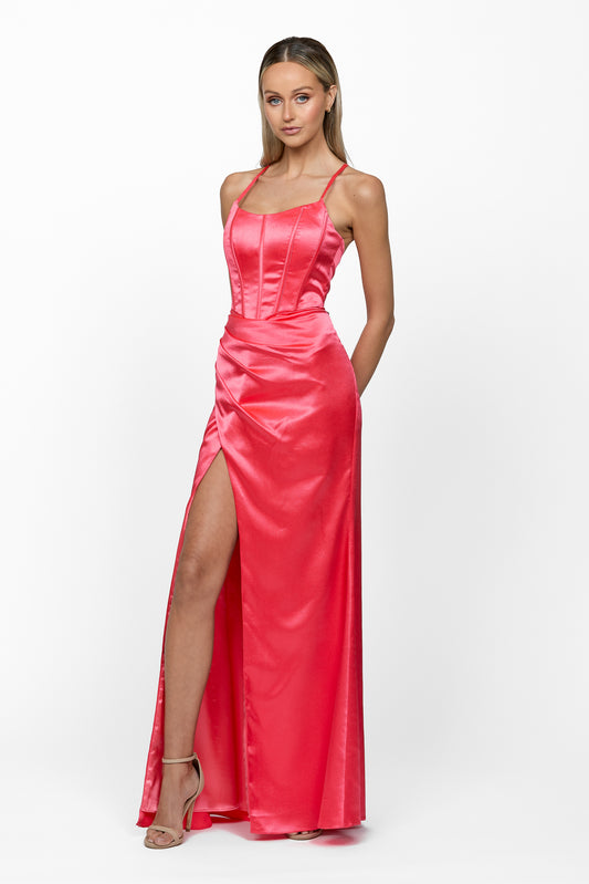 Katrina Corset Gown Coral Pink