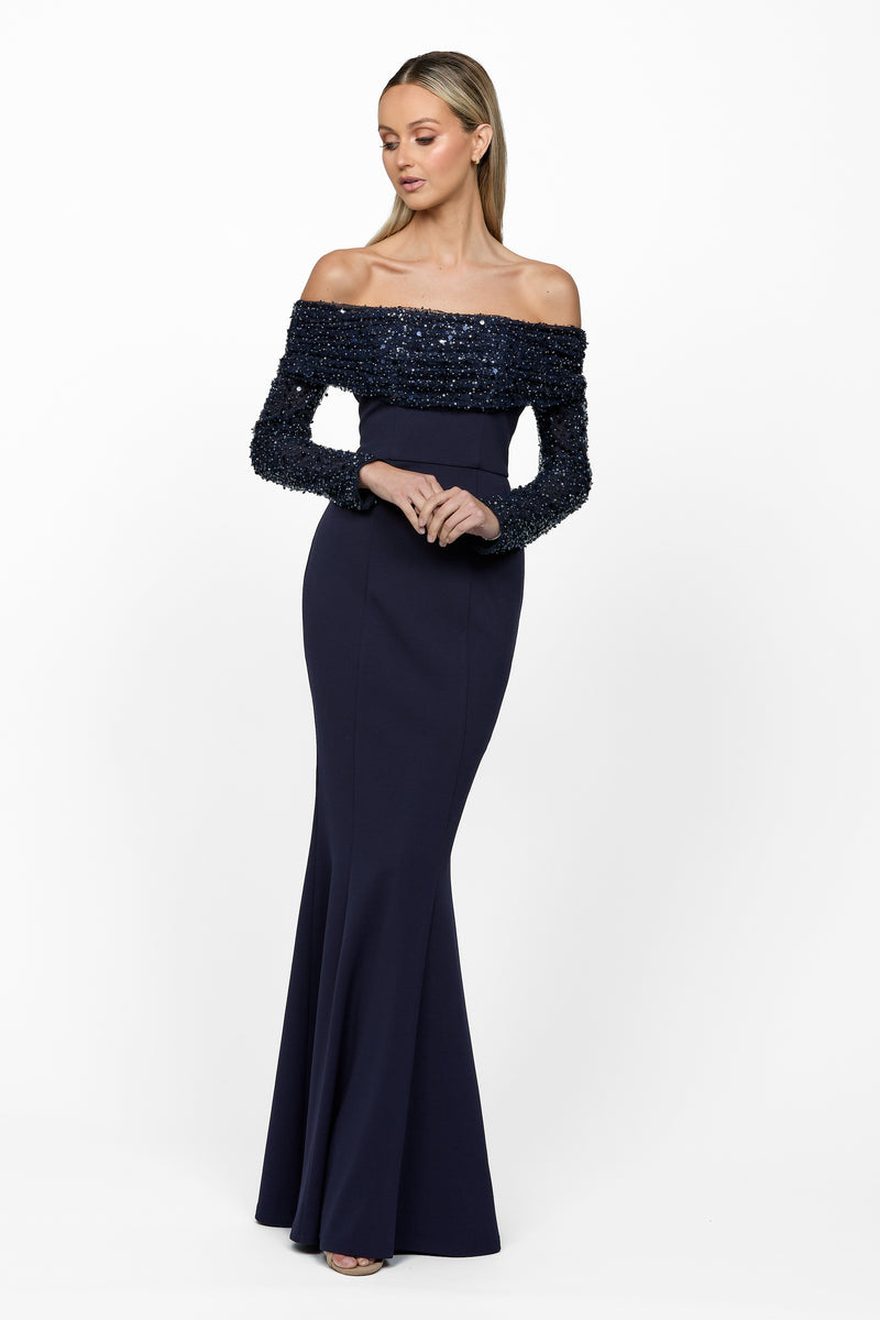 Kiara Long Sleeve Gown - Honey Fawn Boutique