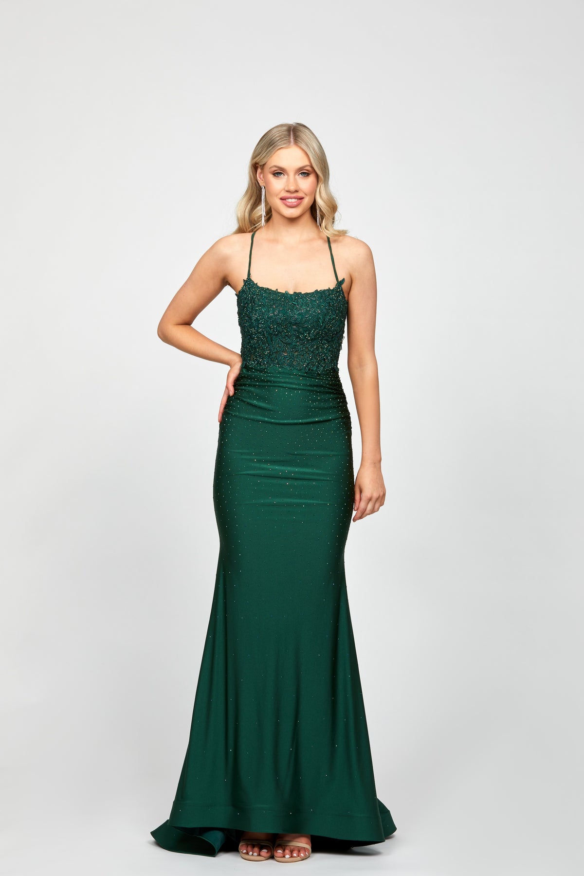 Suzy Fitted Fishtail Gown Green