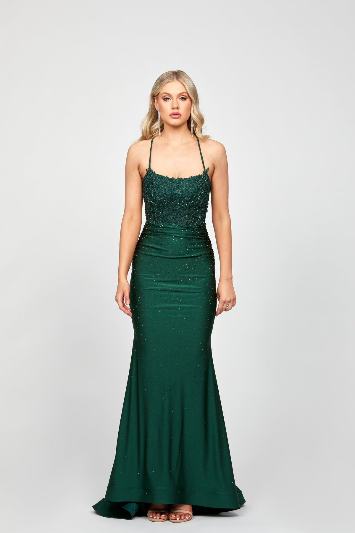 Suzy Fitted Fishtail Gown Green