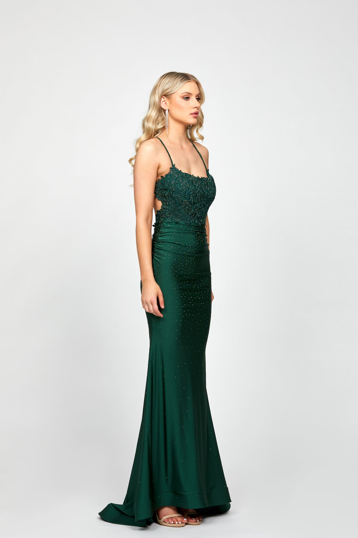 Suzy Fitted Fishtail Gown Green