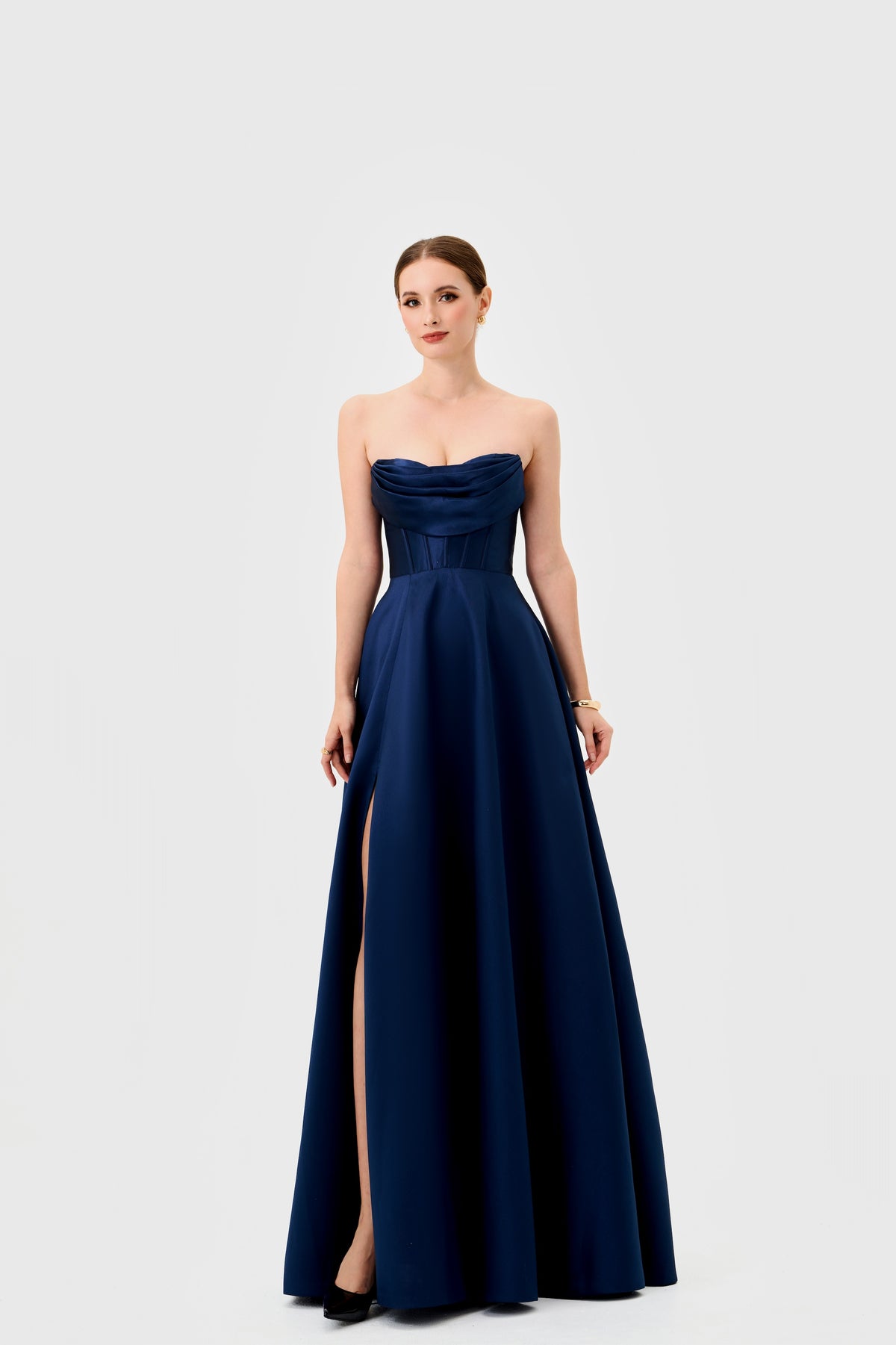 Ameira Strapless Satin Gown Navy - Dress - Bariano