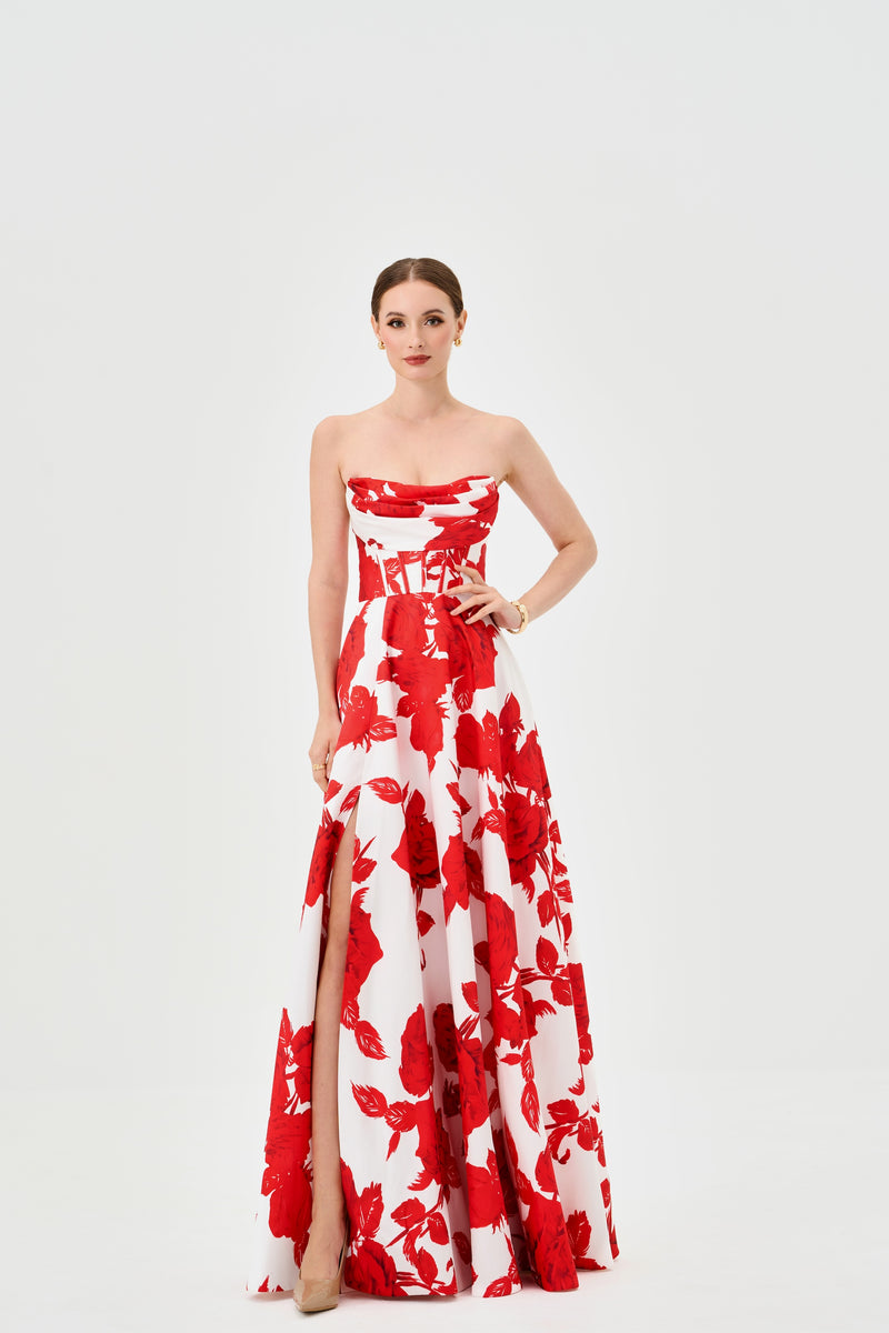 Virginia Corset Strapless Gown Floral - Dress - Bariano