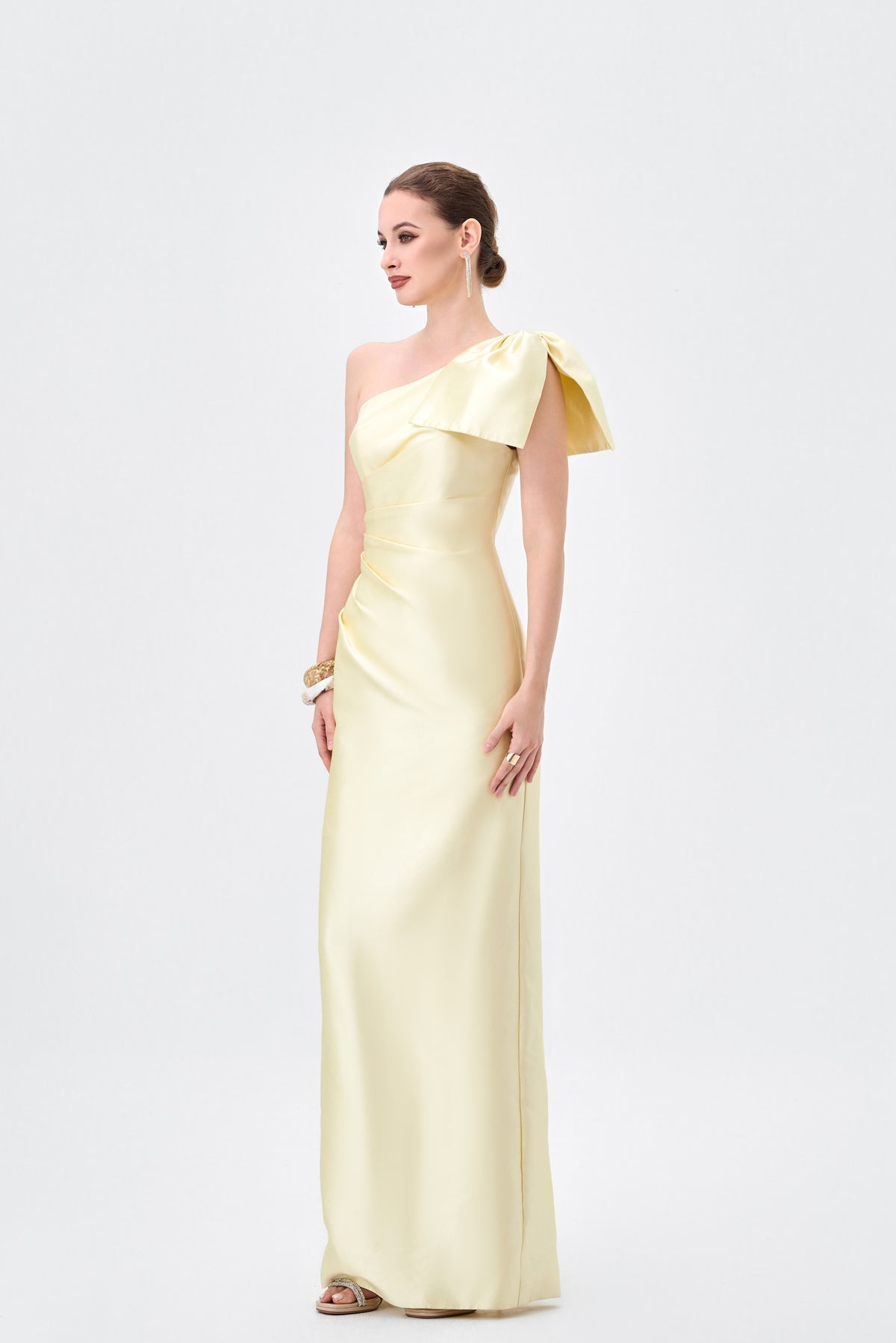 Aramy One Shoulder Bow Gown - Dress - Bariano
