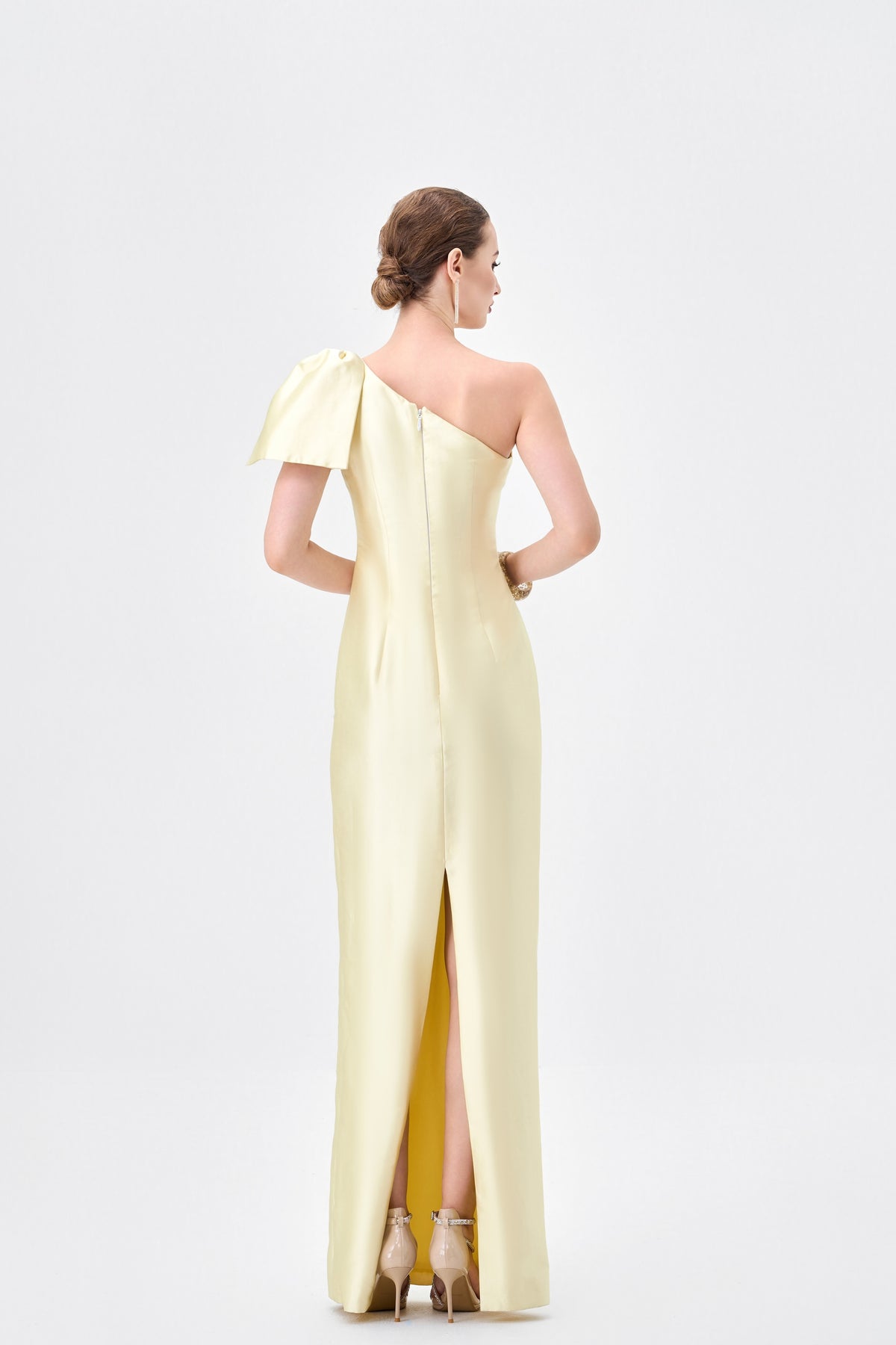 Aramy One Shoulder Bow Gown - Dress - Bariano