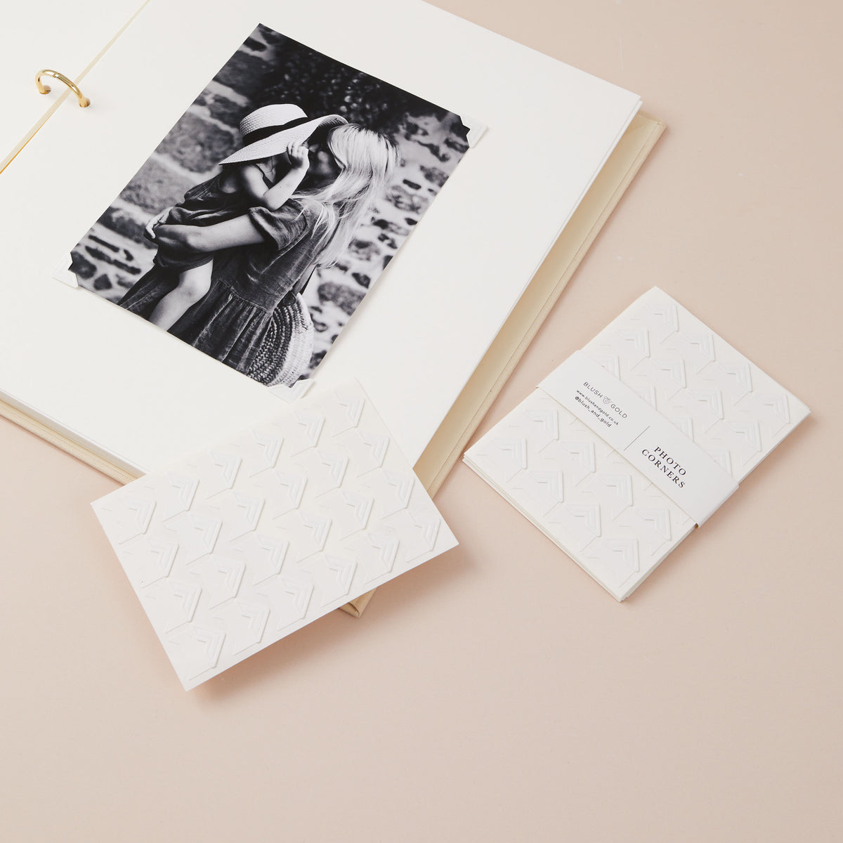 240 Photo Corners for Photo Albums & Guest Books - Giftware - Blush and Gold