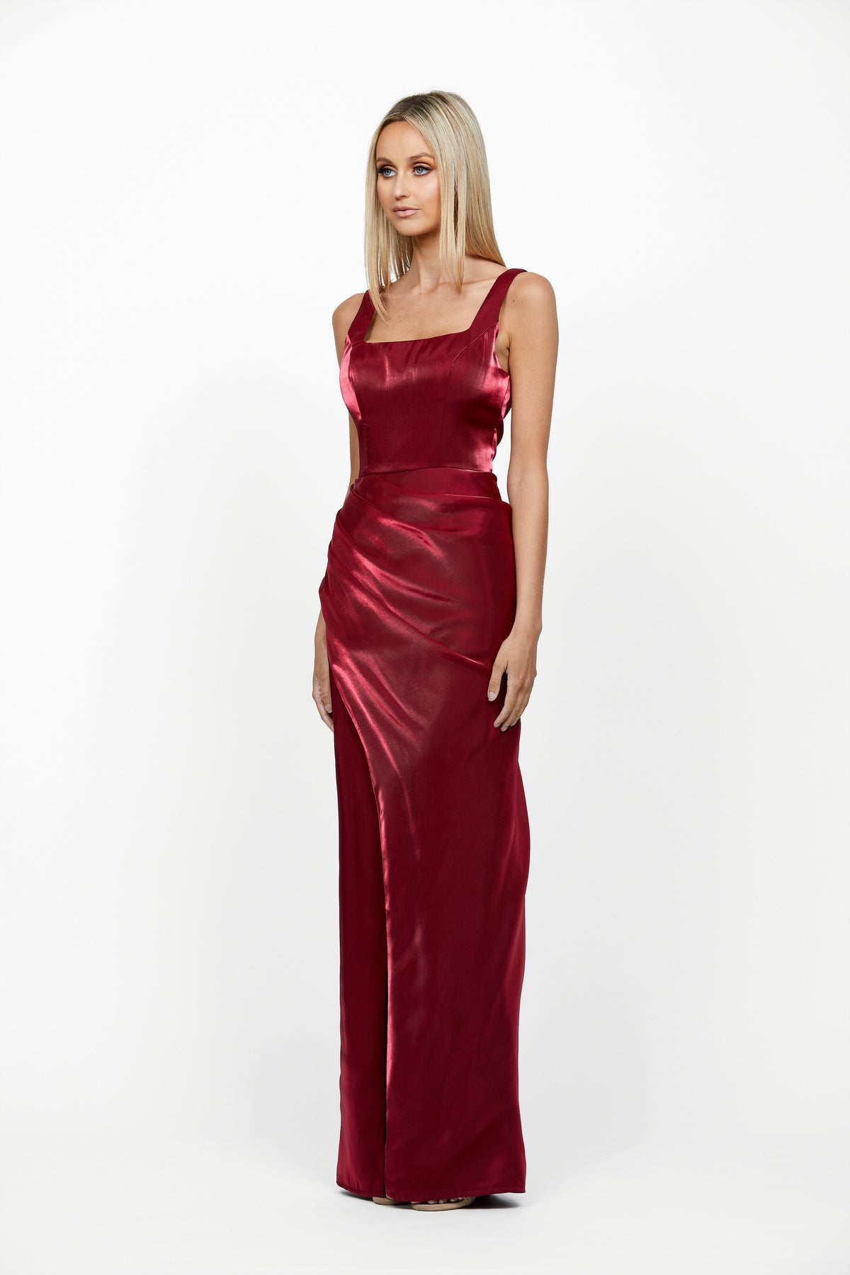 Minka Square Neck Draped Gown - Honey Fawn Boutique