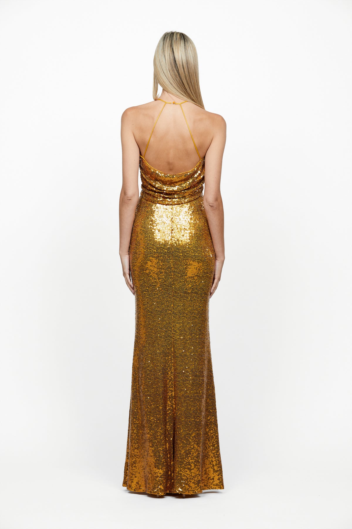 Leia Cowl Draped Neck Gown - Honey Fawn Boutique