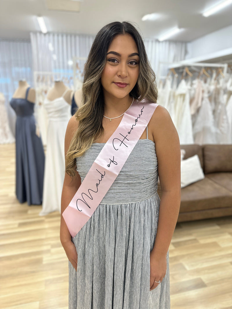Maid of Honour Light Pink Sash - Honey Fawn Boutique