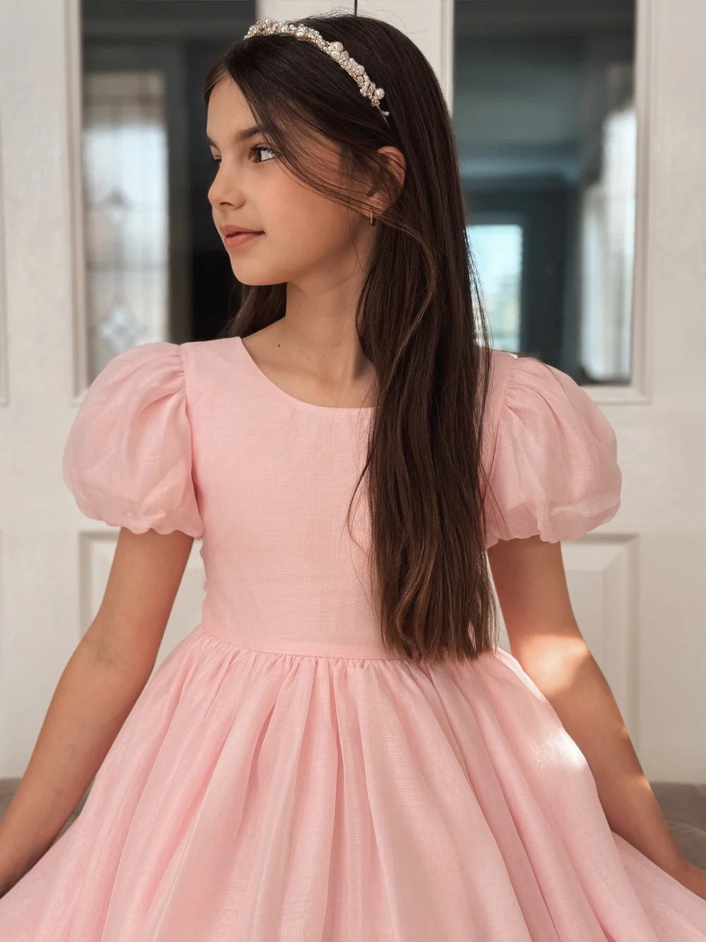 Delia Girls Light Pink Dress - Flower Girl Dress - A Little Lacey