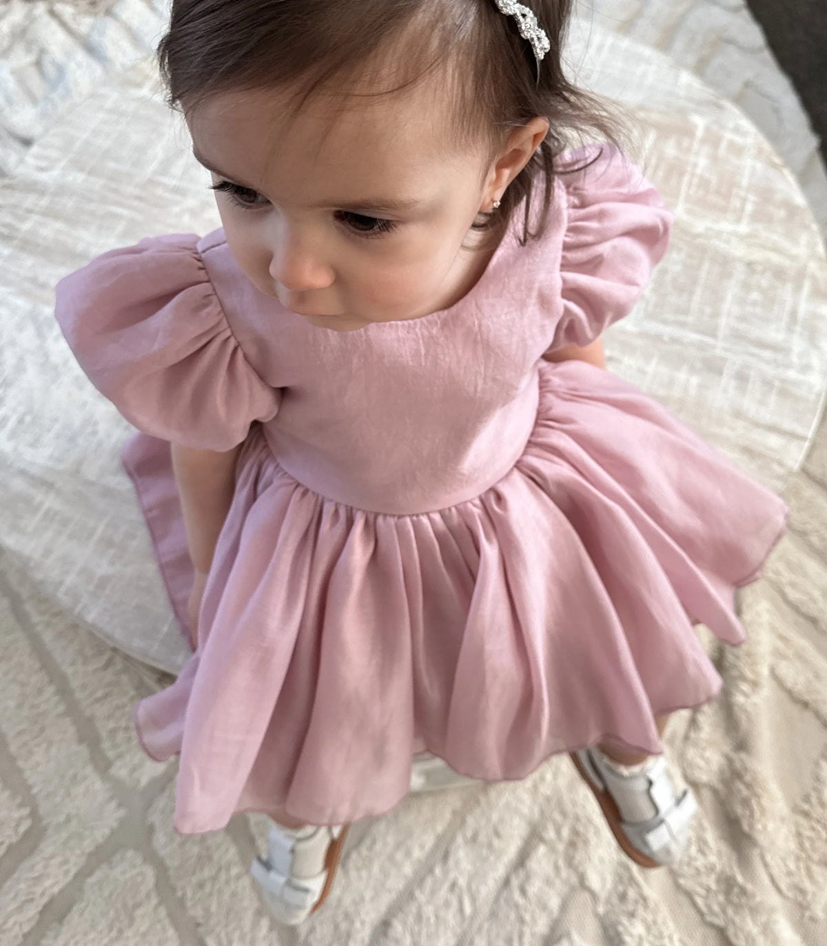 Delia Dusty Pink Baby Dress - Flower Girl Dress - A Little Lacey