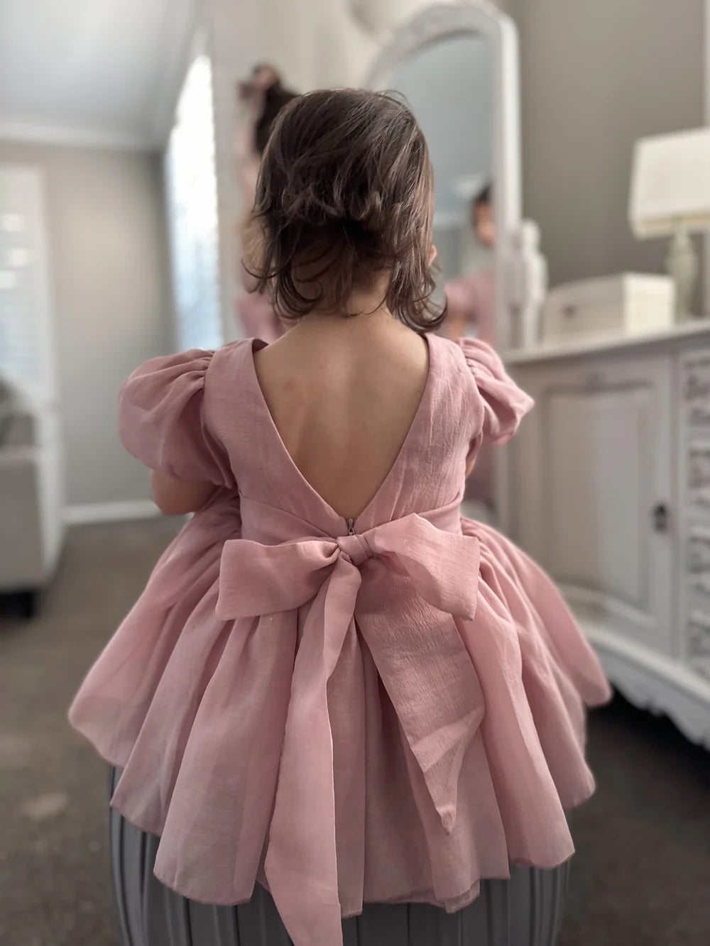 Delia Dusty Pink Baby Dress - Flower Girl Dress - A Little Lacey