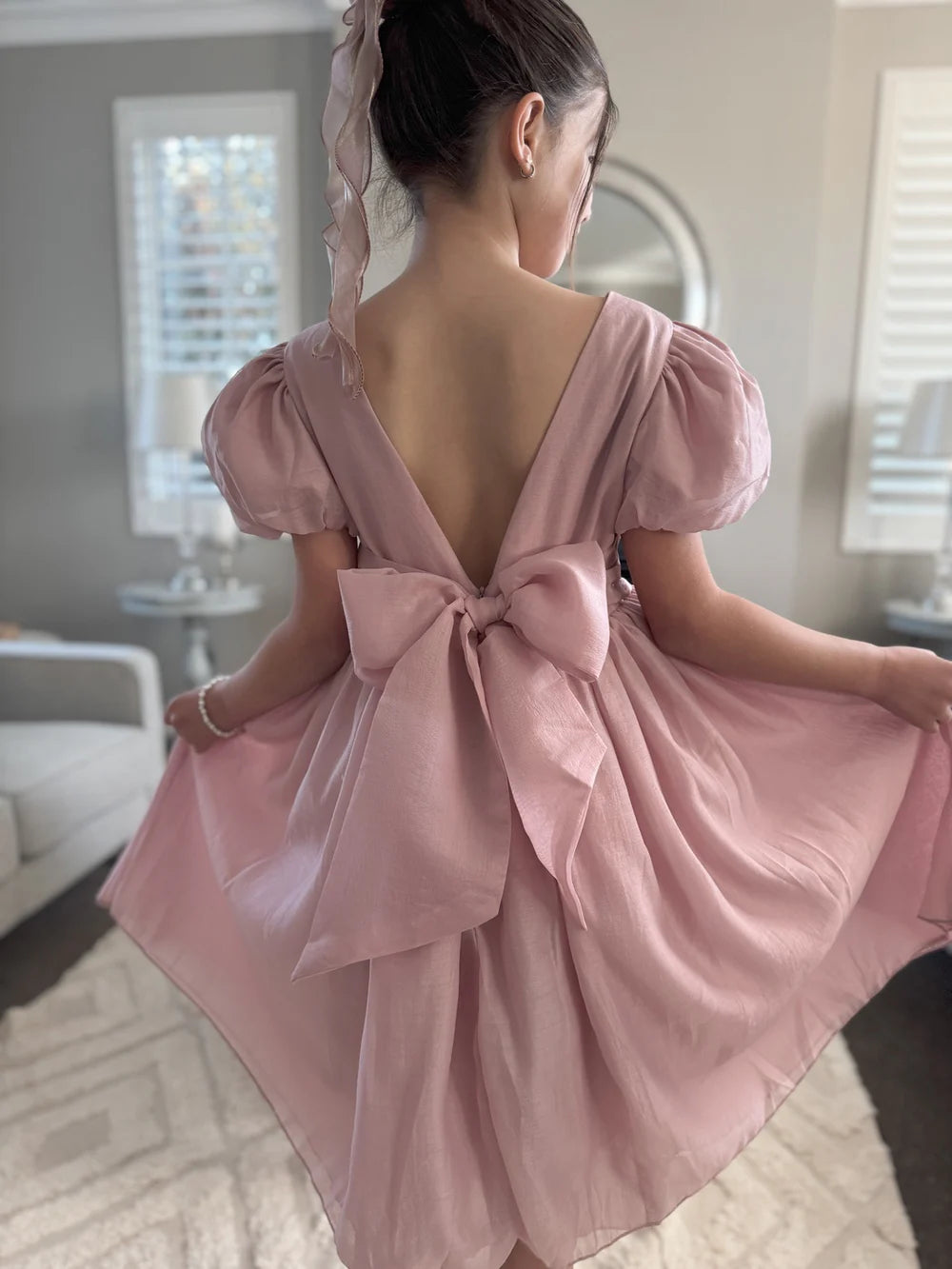 Delia Girls Dusty Pink Dress - Flower Girl Dress - A Little Lacey