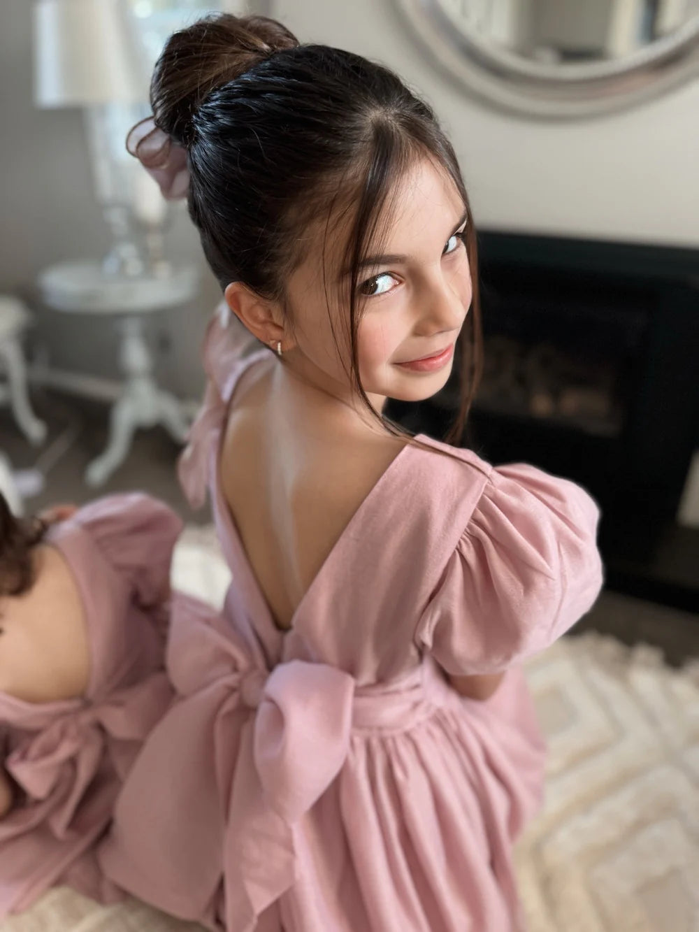 Delia Girls Dusty Pink Dress - Flower Girl Dress - A Little Lacey