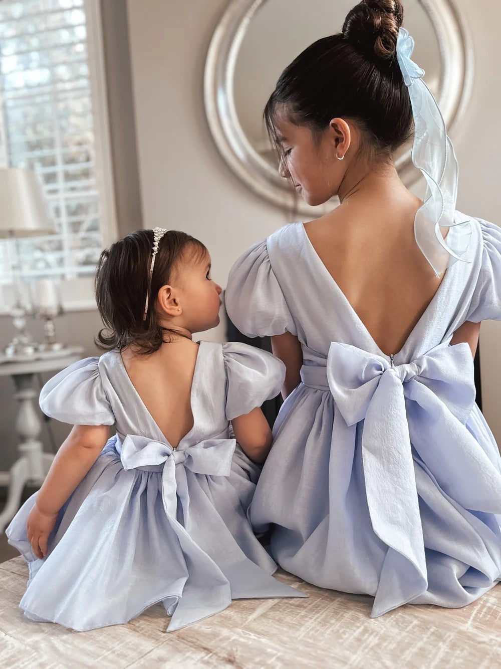 Delia Girls Light Blue Dress - Flower Girl Dress - A Little Lacey