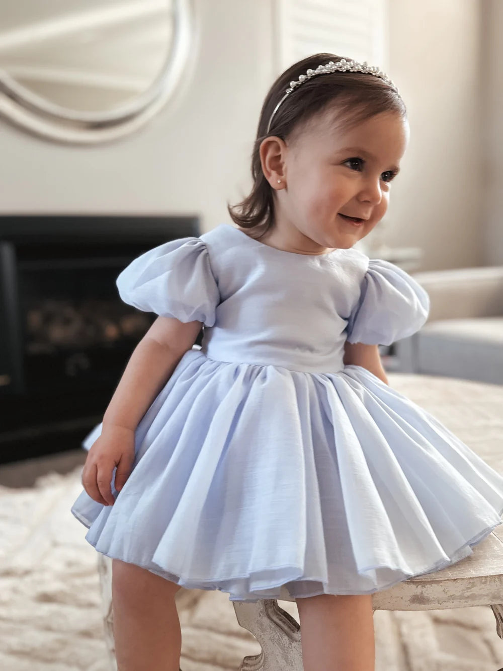Delia Light Blue Baby Dress - Flower Girl Dress - A Little Lacey