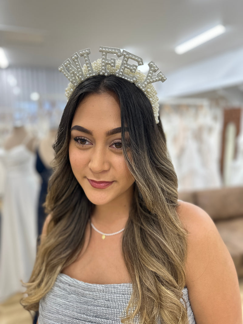 Pearl WIFEY Headband - Giftware - Honey Fawn