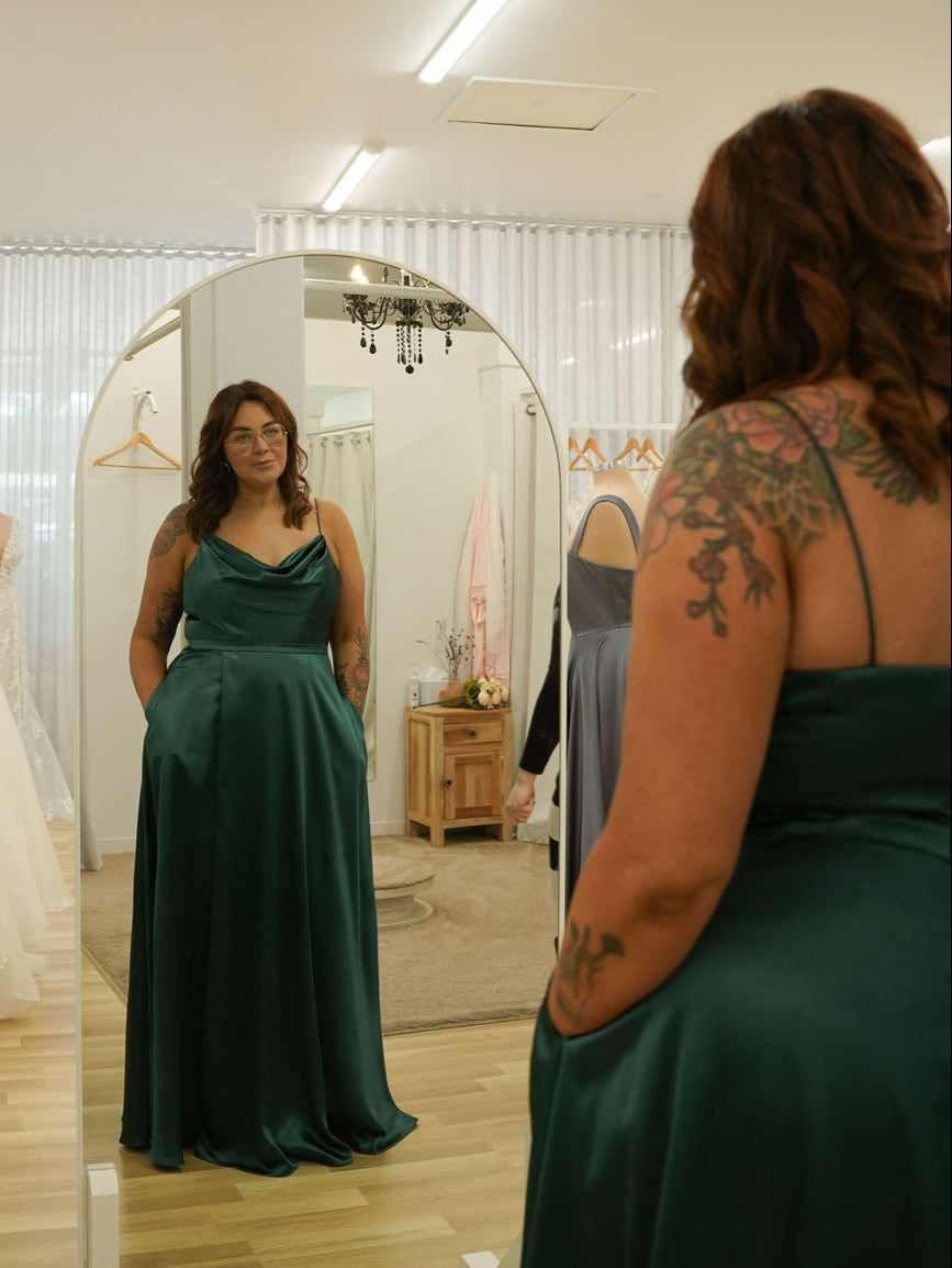 Diamond Cowl Wrap Gown - Dress - Bariano