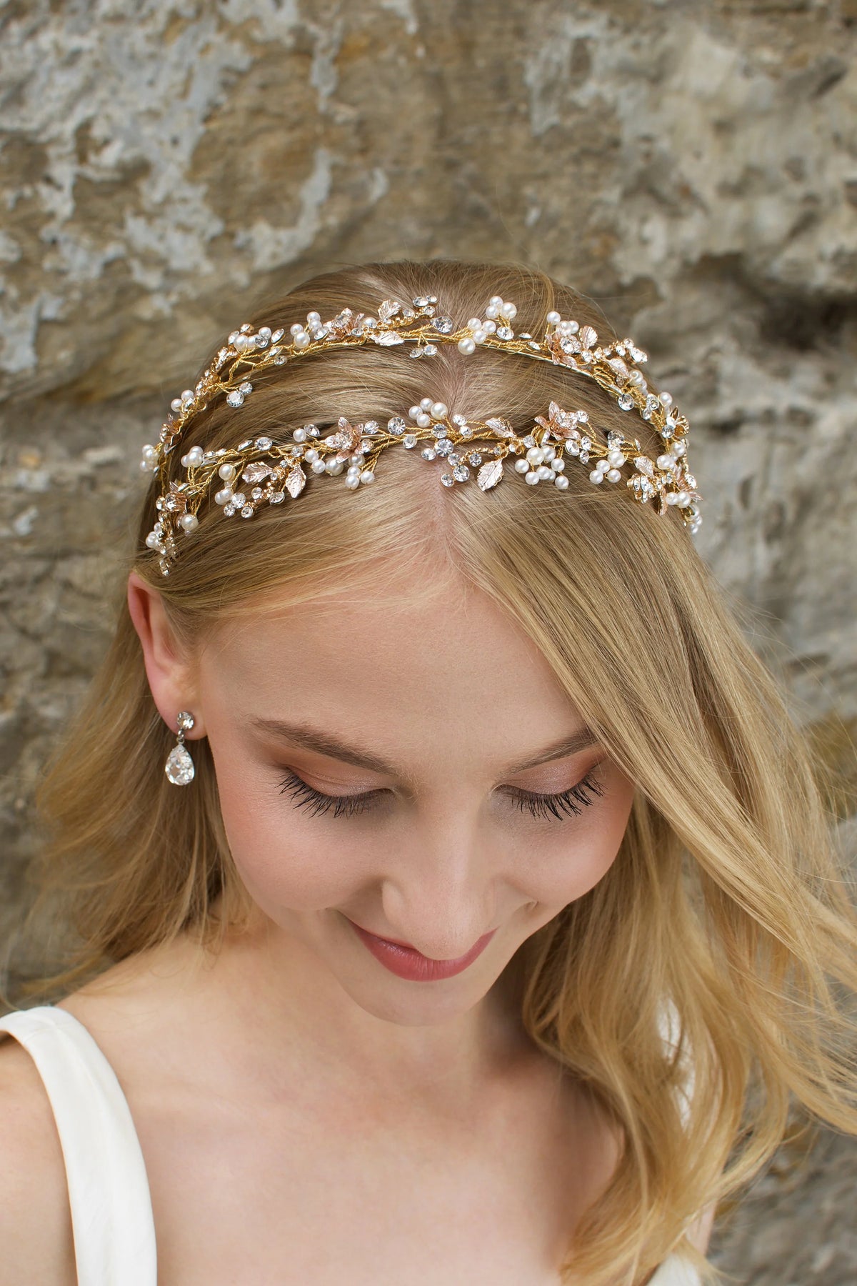 Florence Gold Twin Row Headband - Accessory - Windsor Bridal Jewellery