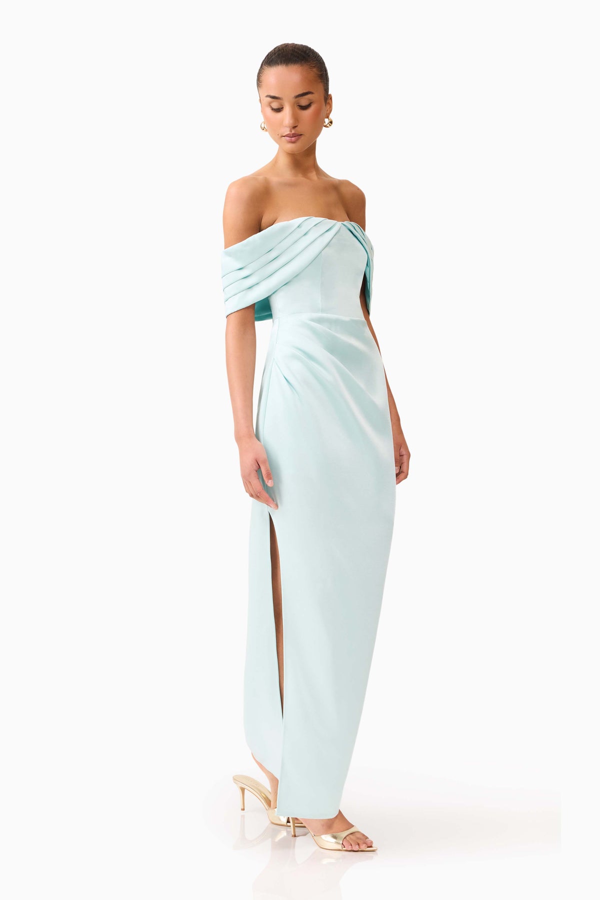 Manon Off The Shoulder Gown Seagreen - Dress - Elliatt