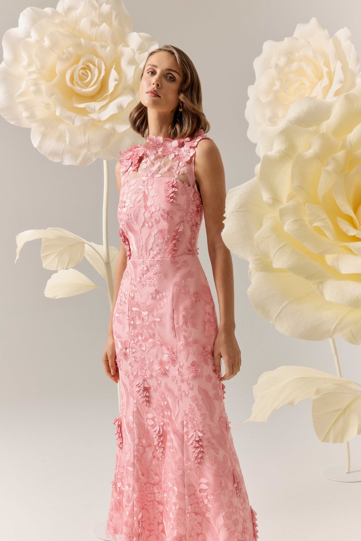 Monique High Neck Gown Pink - Dress - Elliatt