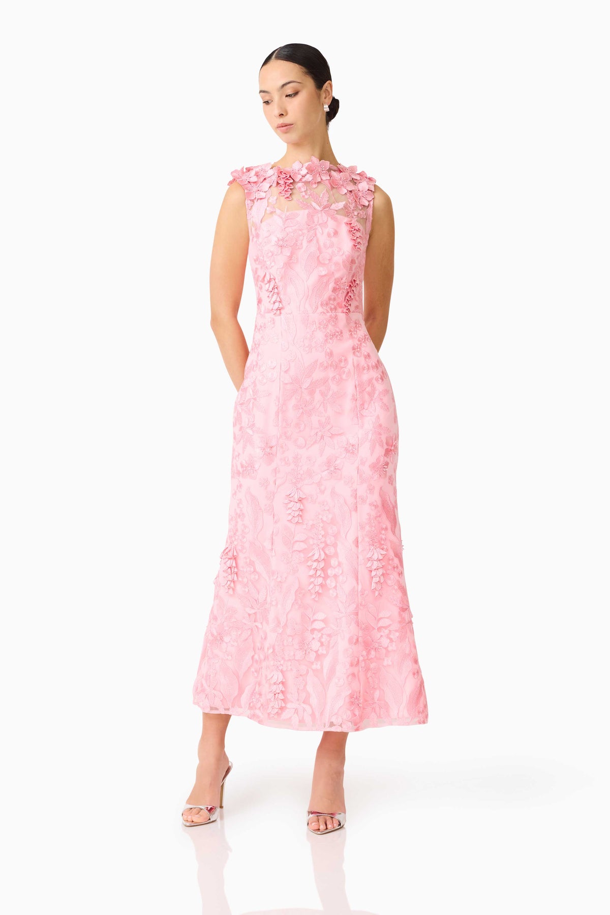 Monique High Neck Gown Pink - Dress - Elliatt