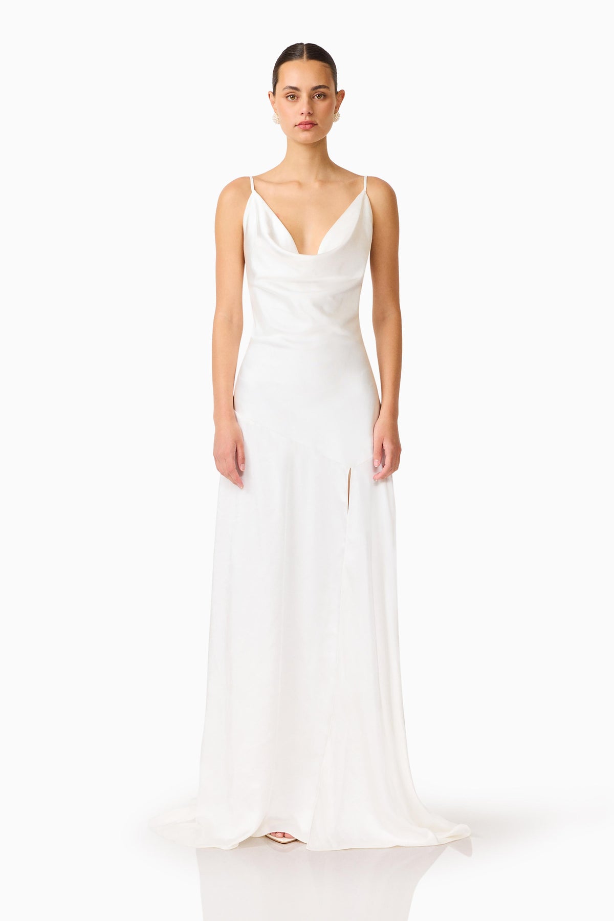 Erielle Cowl Neck Gown White - Dress - Elliatt