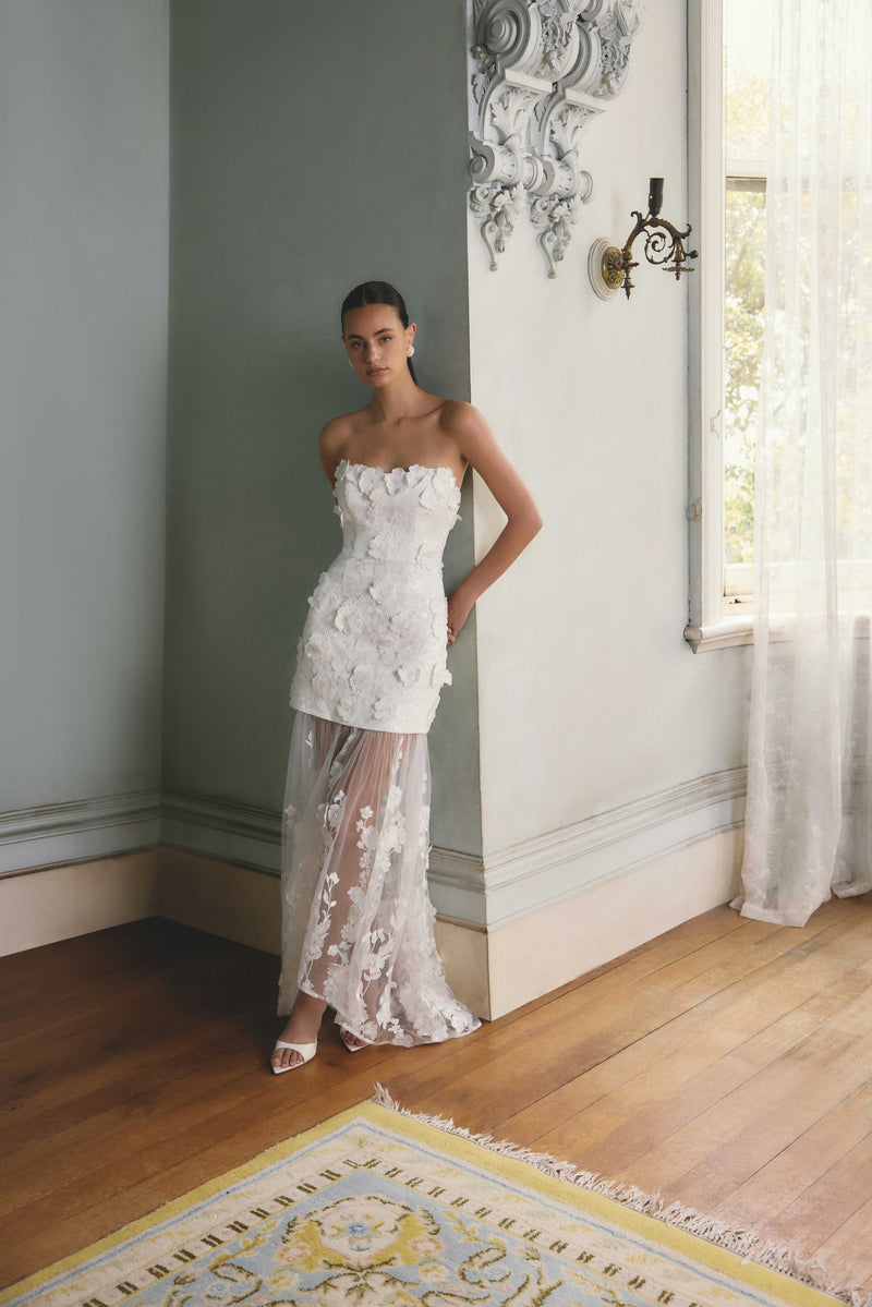 Lorina Strapless Gown White - Dress - Elliatt