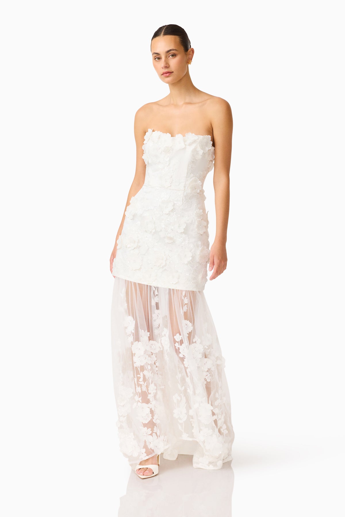 Lorina Strapless Gown White - Dress - Elliatt